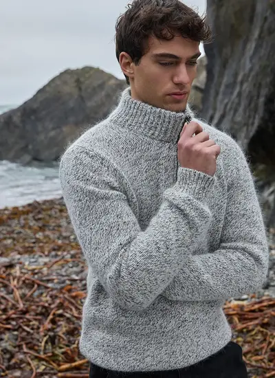Fisherman Alpaca Zip Neck Sweater